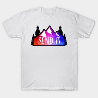 Geometric Colorful Mountain Send It T-Shirt